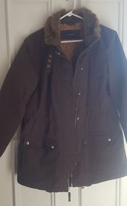 Lands End Women's Jacket w/Faux Fur Collar